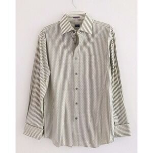 Paul Smith | Slim Fit Stripe Dress Shirt Mens Size 16 Gray Button Front Cotton